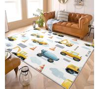 Genérico mpreso Felpudo Antideslizante VehíCulo De ConstruccióN Divertido Antideslizante Sala Estar Dormitorio Alfombra 80x150 Cm Blanco Sin Peluche Lavable de Pelo Corto Alfombra Interior