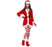 Genérico Mrs Claus Costume for Women, Funny Santa Theme Dress Suit with Belt, Christmas Cosplay Outfit for Party, Holiday Events, Stage Performance, and Winter Celebrations