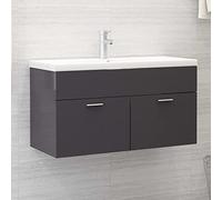 Genérico Mueble con Lavabo Madera de ingeniería Gris Brillante,Conjuntos de Muebles,Muebles de baño-3070846