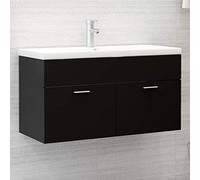 Genérico Mueble con Lavabo Madera de ingeniería Negro,Mobiliario,Conjuntos de Muebles,Muebles de baño-3070839