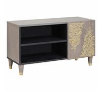 Genérico Mueble de TV Gris 80 x 33 x 46 cm Madera de Mango Maciza,Mobiliario,Armarios y Almacenamiento,Almacenamiento para CD y DVD-4018787