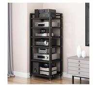 Genérico Mueble Moderno para Equipos audiovisuales con estantes Ajustables, Soporte de pie para Equipos de Sonido, Armario de Almacenamiento Multifuncional para TV y componentes, Color Negro