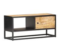Genérico Mueble TV Madera Mango Bruto 90x30x40 cm | Fabricado a mano, marco de hierro recubierto de polvo, 1 puerta y 1 compartimiento, almacenamiento multimedia