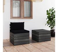 Genérico Muebles de jardín de palets 2 Piezas Cojines Madera Maciza Pino,Mobiliario,Muebles de jardín,Conjuntos de jardín-3061666