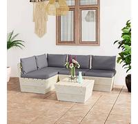 Genérico Muebles de jardín de palets 5 Piezas y Cojines Madera de Abeto,Conjuntos de jardín-3063480