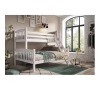 Genérico MUEBLESYA-Litera Madera Doble Juvenil Cama Matrimonio Blanca Lacada-Litera 135/90 90 cm x 190 cm Blanca lacada (Doble)