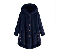 Genérico Mujer Chaqueta Cárdigan con Capucha Fleece Mujer Sudadera Caliente y Esponjoso Tops Mujer Talla Grande Mujer Outwear con Bolsillos de Invierno (01 Marina de guerra, M)