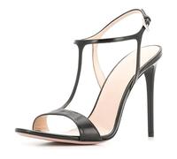 Genérico Mujer Correa En T Zapatos De Vestir con Hebilla Tacón Alto De Aguja Zapatos De Fiesta De Noche De Graduación Punta Abierta Destalonado Sandalias De Verano,Negro,36 EU
