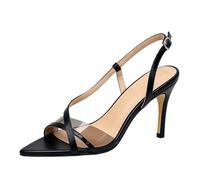 Genérico Mujer Correas Cruzadas Zapatos De Vestir con Hebilla Punta Puntiaguda Descubierto Tacón De Verano Tacón Alto De Aguja Zapatos De Fiesta De Baile De Graduación,Negro,37 EU
