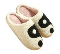 Genérico Mujer Hombre Pantuflas Peludas Estampado De Dibujos Animados Acogedoras Y Suaves De Felpa Cálidas Y Retro Cómodas Zapatillas De Casa Sin Cordones(36/37 EU, Tai Chi)