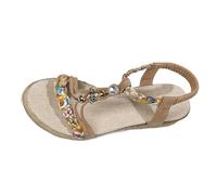 Genérico Mujer Piscina Playa Verano Sandalias Plataforma Cómodo Punta Abierta con Diamantes de Imitación Elegante Sandalias Transpirable Elegante y Elegante Sandalia Planas Mujer, blanco, 40 EU