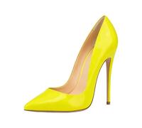 Genérico Mujer Punta Puntiaguda Ante Sintético Zapatos De Fiesta De Graduación Tacón De Aguja Alto Sandalias De Verano Sin Cordones Sandalias Da Vestido,Neon,39 EU