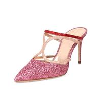Genérico Mujer Punta Puntiaguda Brillantes Zapatos De Novia Tacón Alto De Aguja Sandalias De Fiesta De Boda Y Baile Sin Cordones Mules De Vestir,Rosado,38 EU