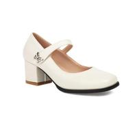 Genérico Mujer Puntera Cuadrada Mary Jane De Cuero PU con Correa En El Tobillo Retro Zapatos De Vestir con Hebilla Tacón De Bloque Zapatos De Fiesta De Graduación,Beige,36 EU