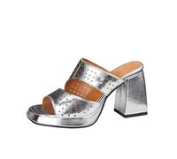 Genérico Mujer Sin Cordones Mules De Plataforma Tacón Grueso De Bloque Sandalias De Verano Punta Abierta Destalonado Zapatos De Vestir para Fiesta De Graduación,Plata,36 EU