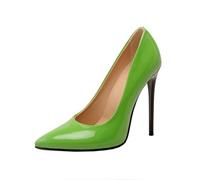 Genérico Mujer Sin Cordones Zapatos De Salón Punta Puntiaguda Cuero PU Zapatos De Vestir Tacón De Aguja Alto Zapatos De Fiesta De Graduación,Verde,37 EU