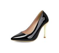 Genérico Mujer Sin Cordones Zapatos De Vestir De Boda Punta Puntiaguda Charol Pumps De Novia Tacones De Fiesta Y Baile De Graduación,Negro,42 EU