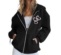 Generico Mujer Sudadera Goth Punk Y2k Impreso De Manga Larga Con Capucha Y Cuello Redondo Casual Con Cremallera Y Equipada Con Bolsillos Boleros Mujer Elegante 2025 Fresco, Negro-E, L