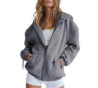 Generico Mujer Sudadera Goth Punk Y2k Impreso De Manga Larga Con Capucha Y Cuello Redondo Casual Con Cremallera Y Equipada Con Bolsillos Boleros Mujer Elegante 2025 Fresco, Gris Scuro-b, L