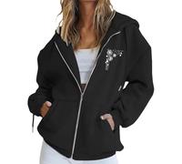 Generico Mujer Sudadera Goth Punk Y2k Impreso De Manga Larga Con Capucha Y Cuello Redondo Casual Con Cremallera Y Equipada Con Bolsillos Boleros Mujer Elegante 2025 Fresco, Negro-g, L