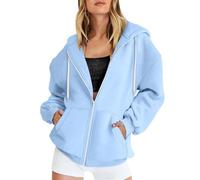 Generico Mujer Sudadera Goth Punk Y2k Impreso De Manga Larga Con Capucha Y Cuello Redondo Casual Con Cremallera Y Equipada Con Bolsillos Boleros Mujer Elegante 2025 Fresco, Cielo Blu-d, L