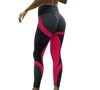 Genérico Mujeres 3D Print Yoga Skinny Workout Gym Leggings Deportes Entrenamiento Pantalones recortados (Red, L)