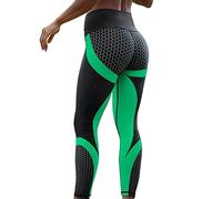 Genérico Mujeres 3D Print Yoga Skinny Workout Gym Leggings Deportes Entrenamiento Pantalones recortados (Green, L)
