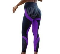Genérico Mujeres 3D Print Yoga Skinny Workout Gym Leggings Deportes Entrenamiento Pantalones recortados (Purple, L)