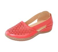 Genérico Mujeres Sandalias Women Shoes Fashionable And Comfortable Wedge Heeled Thick Soled Sandals Bare Boots Breathable Hollow Closed Toe Sandals Sandalias Bohemia Perla Cuero Zapatos, rojo, 37 EU