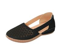 Genérico Mujeres Sandalias Women Shoes Fashionable And Comfortable Wedge Heeled Thick Soled Sandals Bare Boots Breathable Hollow Closed Toe Sandals Sandalias Bohemia Perla Cuero Zapatos, Le Noir, 37