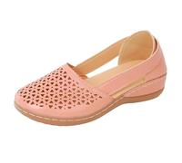 Genérico Mujeres Sandalias Women Shoes Fashionable And Comfortable Wedge Heeled Thick Soled Sandals Bare Boots Breathable Hollow Closed Toe Sandals Sandalias Bohemia Perla Cuero Zapatos, rosa, 40.5 EU