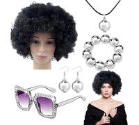 Genérico Mujeres Spiegel Disco Ball para accesorios de los años 70 - Disco Outfit Women with Sun Gafass y Ohrringen - Scarf de lentejuelas de disco de brillo para eventos de Motto Party & Dance