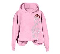 Genérico Mujeres Sudadera con capucha de Navidad Manga Larga Estampado Brillante Patrón de Navidad Top Casual Cómodo Brillante Festivo Elegante Invierno Suéter Mujer Invierno, rosa, L