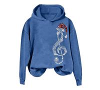 Genérico Mujeres Sudadera con capucha de Navidad Manga Larga Estampado Brillante Patrón de Navidad Top Casual Cómodo Brillante Festivo Elegante Invierno Suéter Mujer Invierno, azul, XL