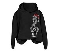 Genérico Mujeres Sudadera con capucha de Navidad Manga Larga Estampado Brillante Patrón de Navidad Top Casual Cómodo Brillante Festivo Elegante Invierno Suéter Mujer Invierno, Le Noir, XXL