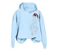 Genérico Mujeres Sudadera con capucha de Navidad Manga Larga Estampado Brillante Patrón de Navidad Top Casual Cómodo Brillante Festivo Elegante Invierno Suéter Mujer Invierno, azul claro, S