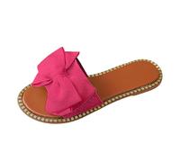 Genérico Mulas de playa para mujer, verano, informal, de terciopelo con pajarita, suela antideslizante plana, estilo de una línea cómoda para playa o ciudad, Rosa Vif163, 39 EU