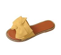 Genérico Mulas de playa para mujer, verano, informal, de terciopelo con pajarita, suela antideslizante plana, estilo de una línea cómoda para playa o ciudad, Verde Kaki163, 40 EU