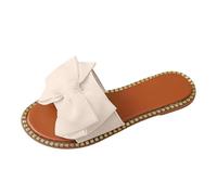 Genérico Mulas de playa para mujer, verano, informal, de terciopelo con pajarita, suela antideslizante plana, estilo de una línea cómoda para playa o ciudad, Beige163, 36 EU
