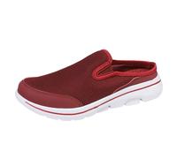 Genérico Mulas Mujer Moda Color Sólido Parte Superior Tejida Transpirable Punta Cerrada Suela Plana Cómodo Talle Alto, Ladrillo rojo, 37 EU