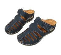 Genérico Mulas Mujer Verano Romanas con Tacón Cuña Calados Color Sólido Tallas Grandes Cómodas Ligeras Zapatos de Playa, azul, 42 EU Large