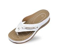 Genérico Mule Femme Chanclas de Cuña para Mujer con Diseño de Moda Veraniego y Material de Cuero para una Experiencia de Confort Superior (White, 42)