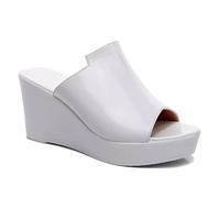 Genérico Mules de Plataforma Mujer Sandalias de Cuña Cómodas Slip On Punta Abierta Zapatos Casuales Verano para Diario y Paseo (Tacón 8cm)
