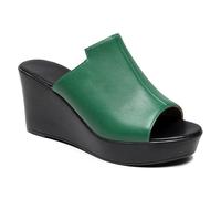 Genérico Mules de Plataforma Mujer Sandalias de Cuña Cómodas Slip On Punta Abierta Zapatos Casuales Verano para Diario y Paseo (Tacón 8cm)