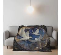 Genérico Mullida Azul Blanco Manta Franela Ilustración Fantasia Elegante Paloma Blanca Acogedora Blanket para Cama y Sofá 130 x 150cm