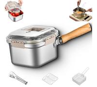 Genérico Multi-Function Frying Cooker Set, Stainless Steel Portable Outdoor Cooking Pot, with Basket, Tongs and Oil Drip Rack, for Cooking, Vegetable Washing (1PCS)