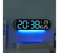 Genérico Multi Functional LED Display Clock, Digital Wall Clock, Clocks with Day and Date, Day of Week Clock (Blue)