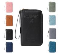 Genérico Multi-Functional RFID Passport Holder for Travel Essentials, Slim Leather Wallet Cover Case with Safe Zipper for Men & Women, ID Card Organizer, Wallet Cover Case (Black)