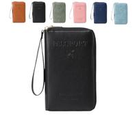 Genérico Multi-Functional RFID Passport Wallet, Family RFID Passport Holder for Travel, Secure ID Card Organizer with Anti-Theft Protection, Slim Leather Travel Wallet for Women Men (Black)