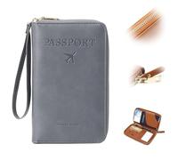 Genérico Multi-Functional RFID Passport Wallet for Women and Men,Passport Holder for Travel, Essentials - Wallet Cover Case Anti-Theft Protective Case (Grey)